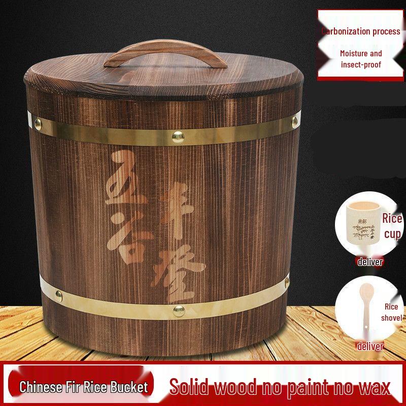 

Retro Wooden Rice Storage Bin