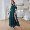 Chic European Chiffon Slit Evening Gown for Women