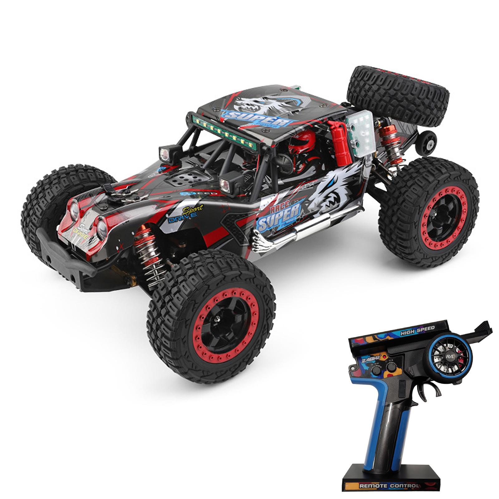 

Remote Control Car, 2.4 GHz 60 KPH High Speed 4WD Electric Vehicle with Brushless Motor and LED Lights, Rechargeable 1xBattery красный черный