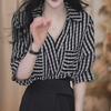 Korean Design Hot Diamond Plaid V-neck Pocket Shirt Women Summer New Versatile Fashion Top