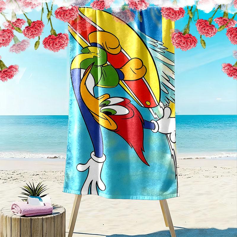 Woody Woodpecker Print Beach Towel, Large Soft Quick Dry Towel for Beach Camping Swimming
