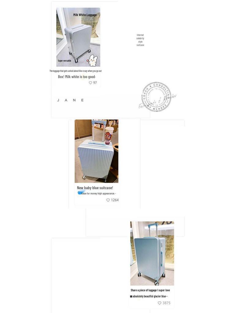 Women's 24-Inch Large Capacity Trolley Suitcase with Combination Lock; 20-Inch Option Available