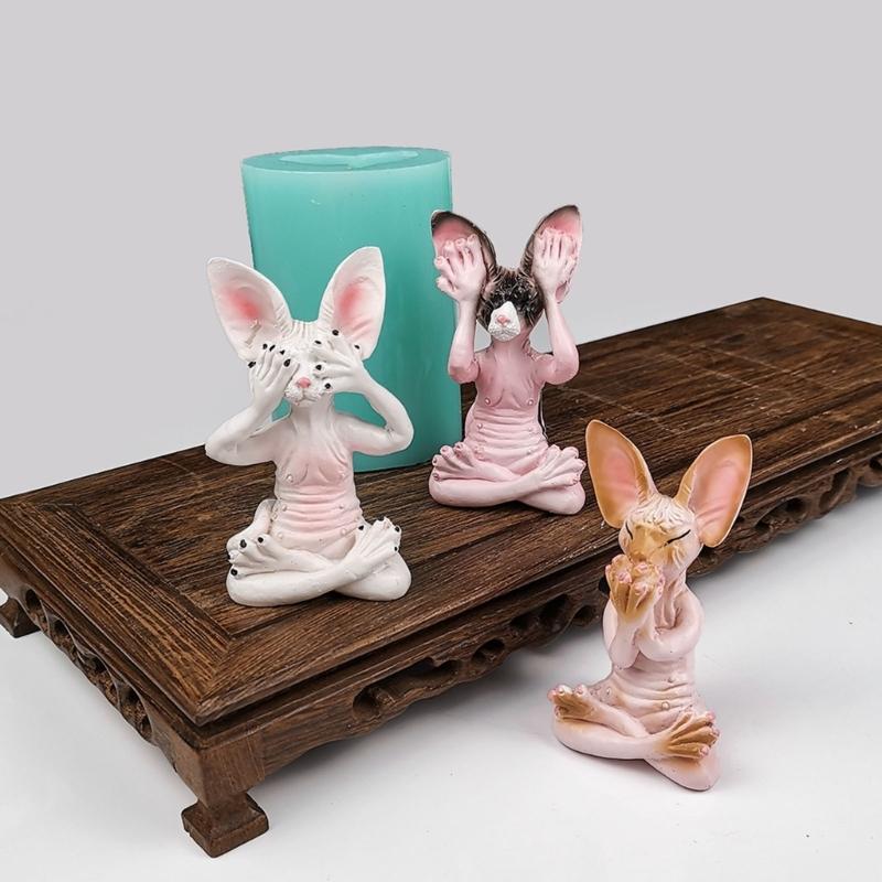 Moule Silicone Bougie Forme Chat 3D pour Bougies Artisanales DIY Ornements Moule Outil de Fabrication d'Artisanat Moule de Cuisson