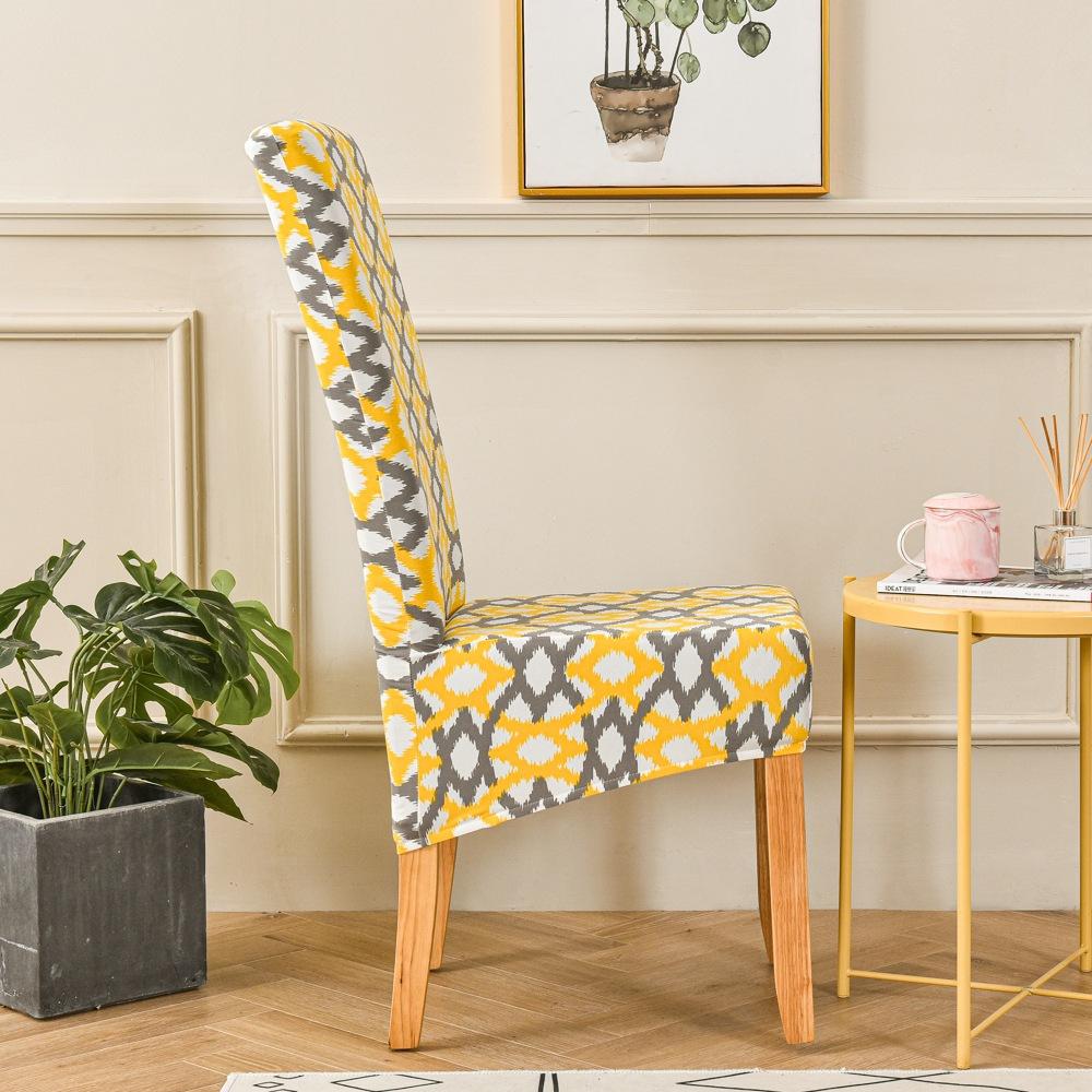 High Back Printed Elastic Large Diagonal Chair Cover Hotel Home Restaurant Chair Cover