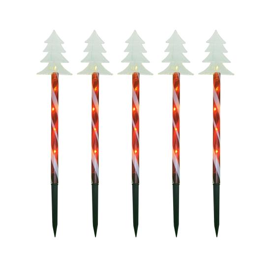 Yousheng 5 stk utendørs solenergi hagelys IP44 vanntett Ingen ledninger nødvendig Enkel installasjon Snowflake julepynt Stake lys