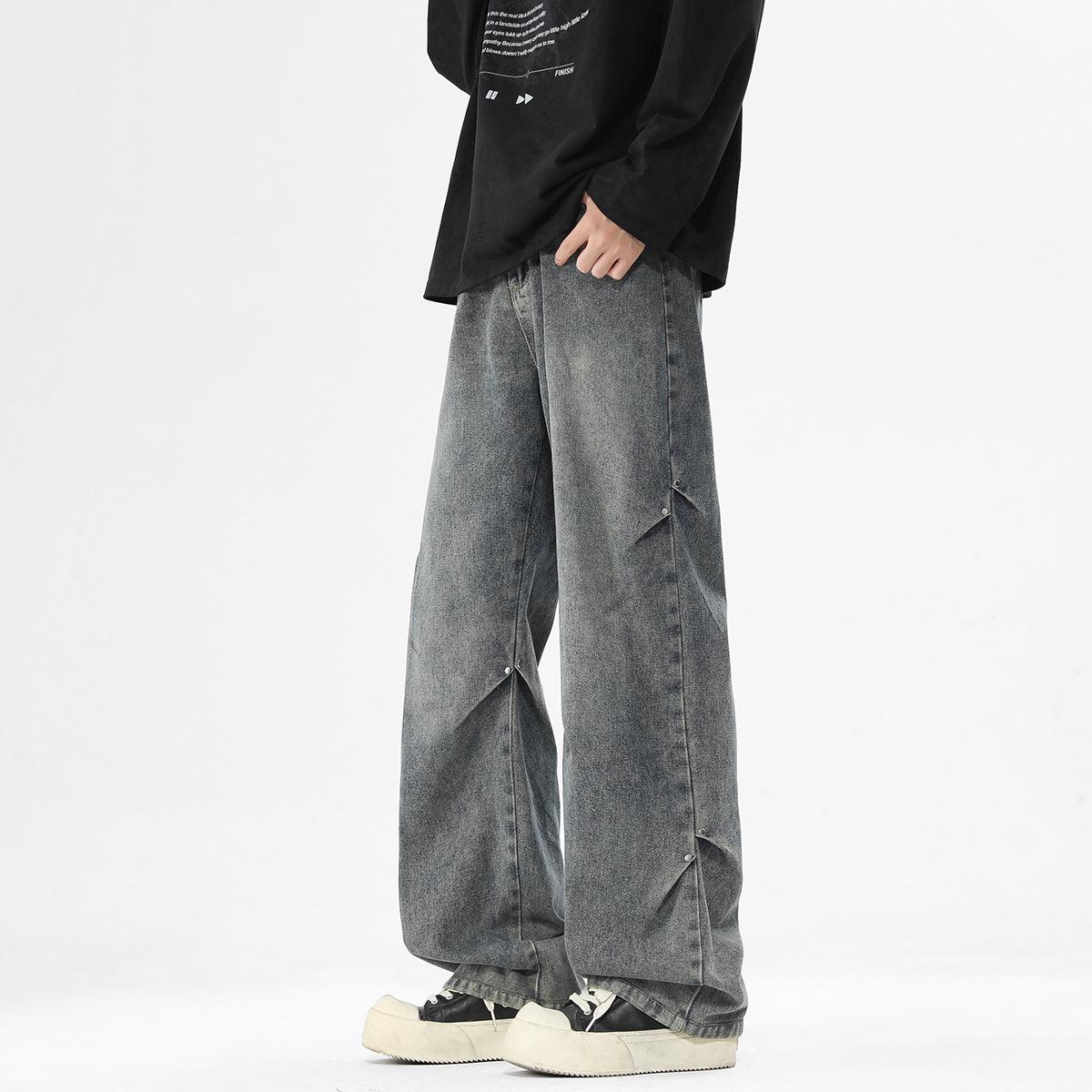 

Yadu Unisex Retro Loose Straight-Leg Washed Denim Pants - Four Seasons Style (8025) 3XL