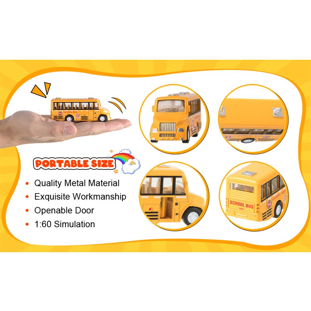 6-teiliges Schulbus-Spielzeugauto-Set, kleine Autos aus Druckgussmetall, Stadtbus, Doppeldecker, reibungsbetriebene Autos, Spielspielzeugfahrzeuge, Türen zum Öffnen, Lernspielzeug, Großpackung