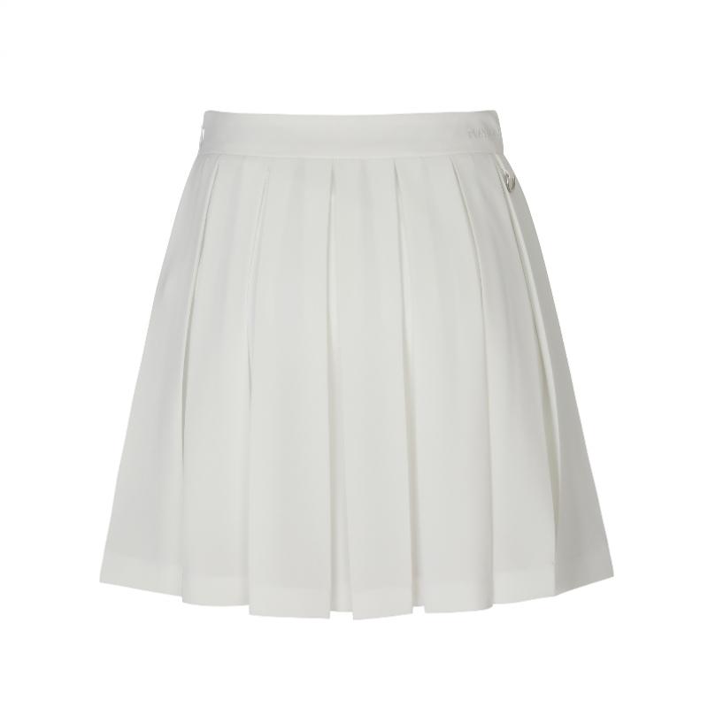 Playboo Airy Inverted Pleats Skirt W Inner Pants White
