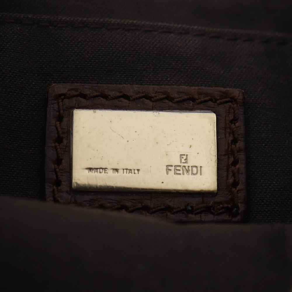 Fendi Zucchino Shoulder Bag Brown Nylon Canvas Women Used