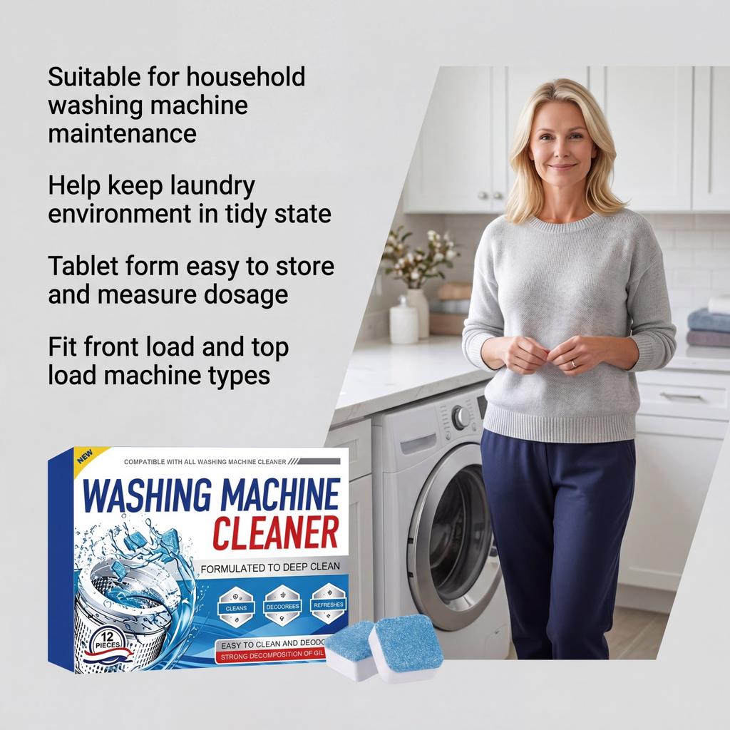 Washing Machine Cleaner Tablets - Deep Clean Interior, Limescale and Odor, Freshening Scent