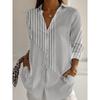 Women's Shirts Striped Graphics Blouse  Lapel Neck Blouse Women's Long Sleeve Shirts Womens Clothes Female Clothing