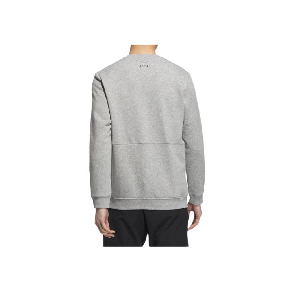 adidas Solid Color Crew Neck Logo Long Sleeve Sweatshirt Men Sweatshirt Gray IA2608