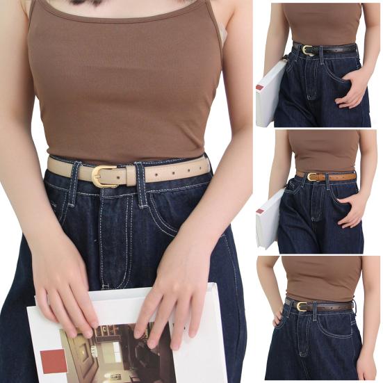 Women Belt Adjustable Length Imitation Leather Waistband Solid Color Waist Belt Dresses Shirts Pants Skirts Accessories
