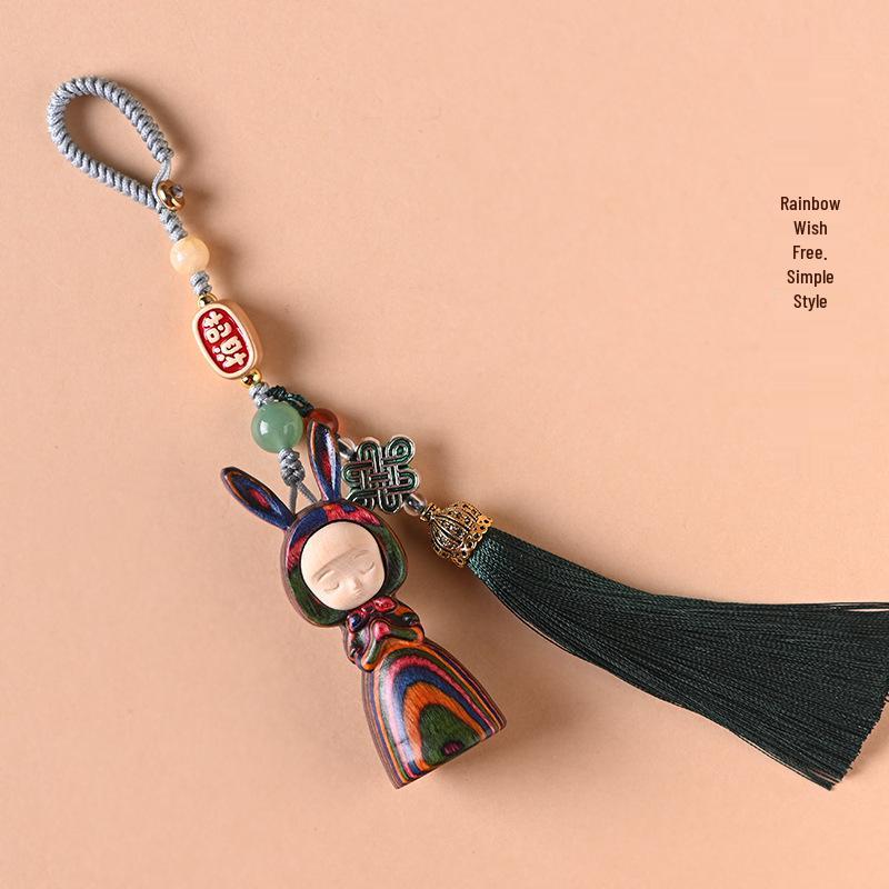 

Purple Sandalwood Bunny Pendant: Cute Rabbit Mobile Chain & Bag Keyring for Women