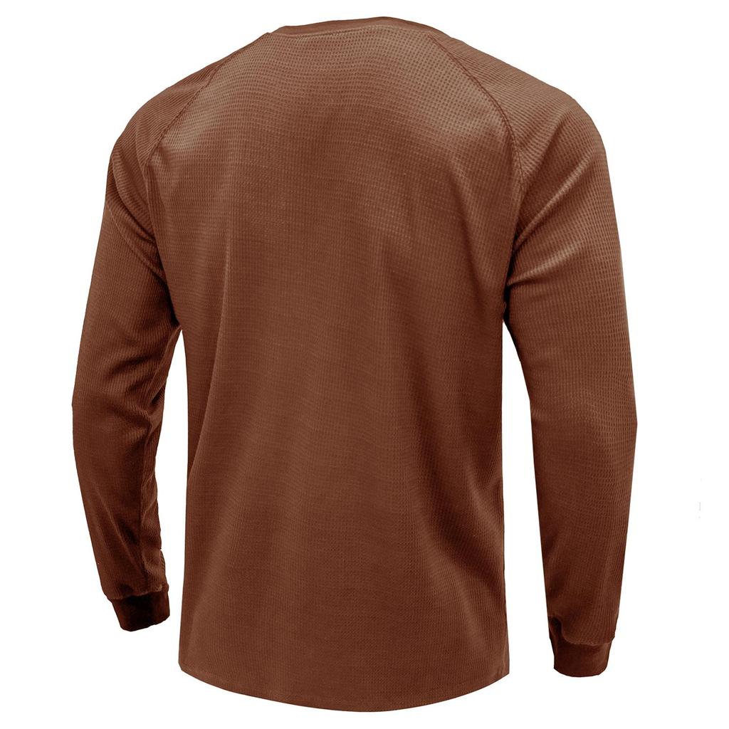 Tricou cu mânecă lungă pentru bărbați Cămașă cu gât rotund cu henley Primăvară Toamnă Îmbrăcăminte ocazională Iarnă Camasă confortabilă Cămașă elegantă