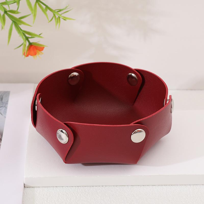 Compact PU Leather Foldable Tray: Entryway and Living Room Organizer for Keys and Jewelry