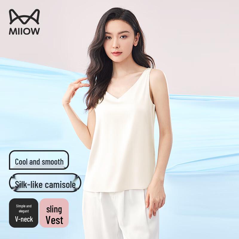 MiiOW Women s Ice Silk Satin V-Neck Camisole L