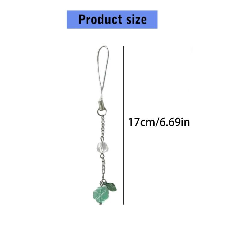 Four Leaves Grass Pendant Phone Charm Hangings Rope Sweet Phone Chain Strap Bag Decoration Lanyard Keychain Accessory