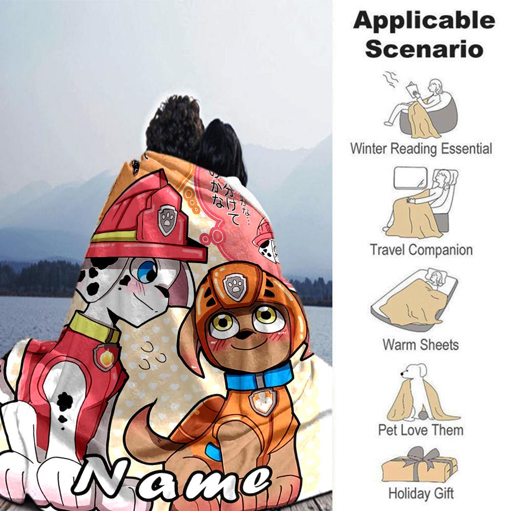 Customiz Name Personality Paw Patrol Blanket Soft &Warm Sofa Office Bed Travel Lunch Break Blanket, Gift Suitable All Seasons