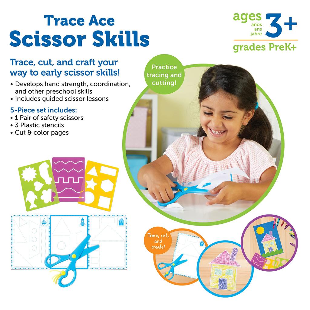 Learning Resources First Safety Scissors Set Practice Cutting for Toddlers LER5568 Authentic "Tracing & Practice"