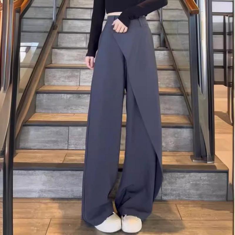 Drapey Women's Irregular Straight-Leg Suit Trousers - 2024 Fashion