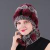 Rex Rabbit Rose Hat and Flower Scarf Set Specializing In the Production of Rex Rabbit Scarf Hat Two-piece Adult Hat