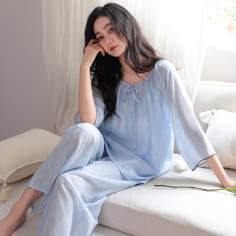 Lyocell Tencel Pajamas Women's Summer Seven-quarter Sleeves 1011 New Spring and Autumn Floral Casual Loungewear Large Size Set