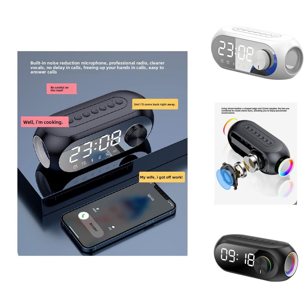 Bluetooth Rgb Bass Portable Clock Speaker With Fm Radio For Home Outdoor Fitness
