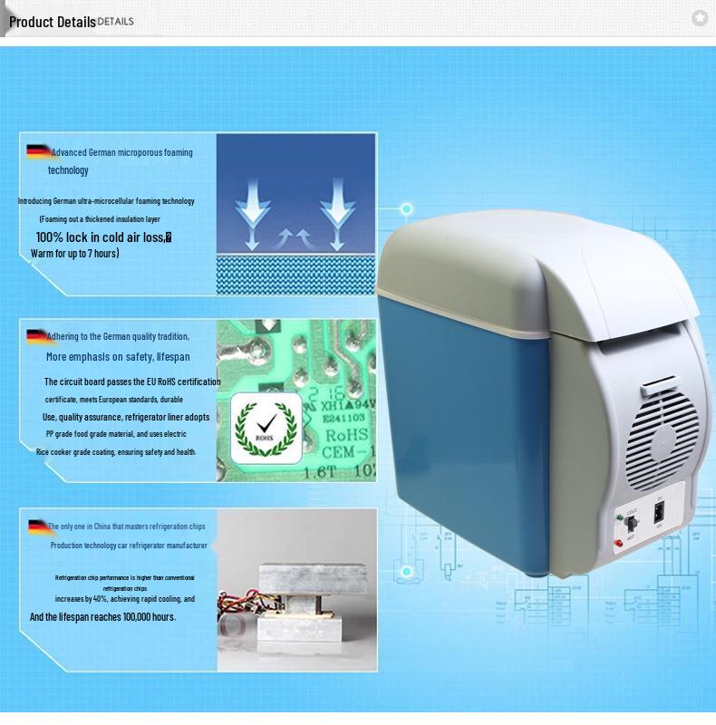 Upgraded Large-Capacity Mini Car Refrigerator for Home and Auto Use, Ideal for Small Cars - Cooling and Refrigeration Only