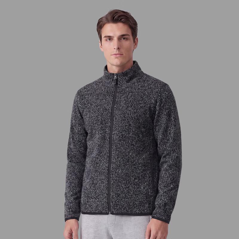 Romon Men's Stand-up Collar Zipper Cardigan Sweater