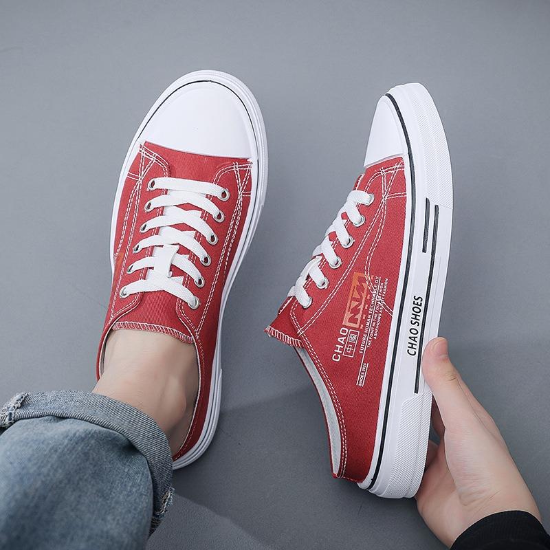 Autumn new breathable half-drag men's shoes trendy canvas shoes bag head drag casual shoes student slippers