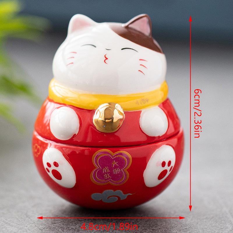 Japonský keramický hrnek pro štěstí Kočka Daruma řemesla Kreslené ozdoby Kočka pro štěstí Krajina Domácí dekorace Soška Kočky pro štěstí Figurky