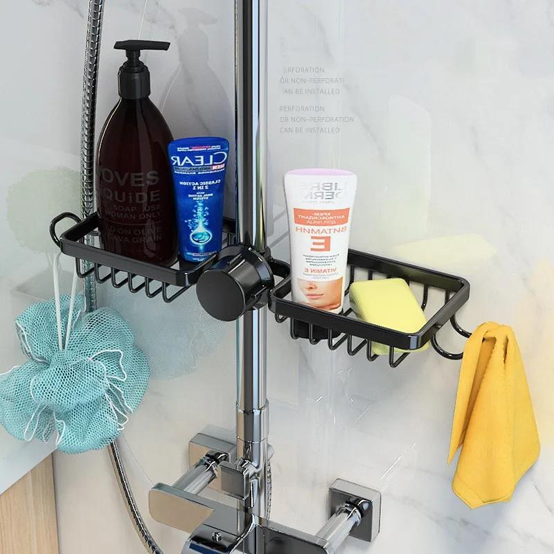 Kitchen Faucet Storage Rack, Sponge Soap Drainage Storage Rack, Hanging Sink Storage Rack with Towel Bar