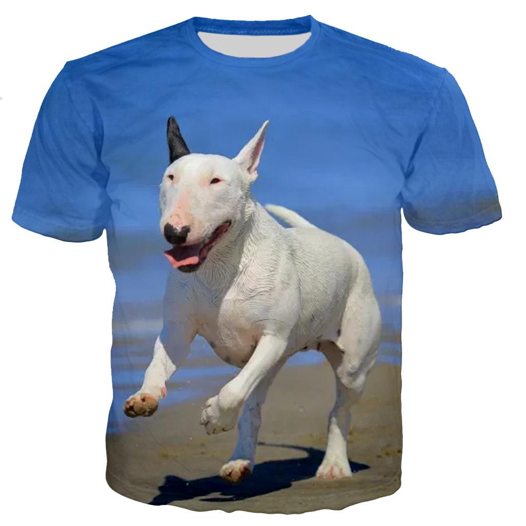 Funny Bull Terrier 3d Print Cute Dog Pattern Men Ladies Kids Harajuku T Shirt Street Breathable Lightweight Summer Sports Top