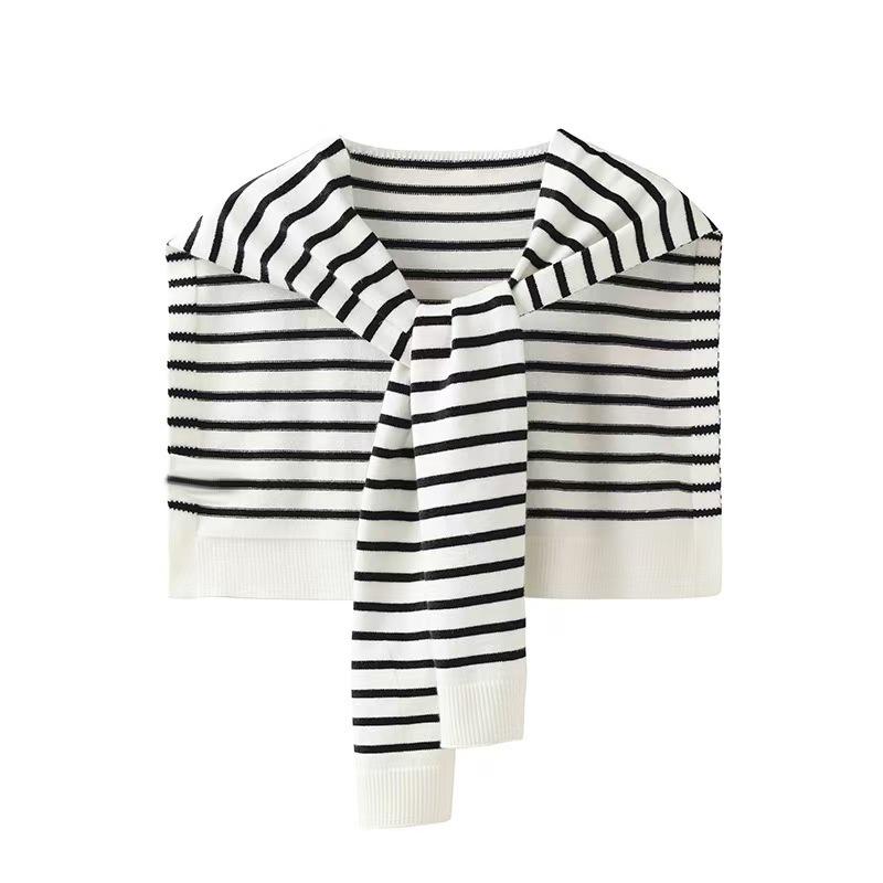 Korean-Style Striped Shawl Shirt: Versatile Summer Sun Protection and Travel Cover-Up