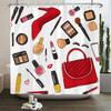 Ladies Perfume Flower Print Shower Curtain Fashion Bathroom Curtains Fashion Girly Women Polyester Bath Curtain Decor With Hooks