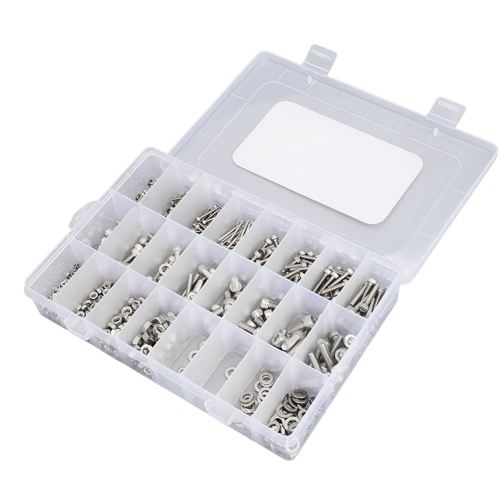 880PCS Stainless Steel Screw Assortment Kit M2 M3 M4 M5 Cylindrical Hex Head Bolts Nuts Flat