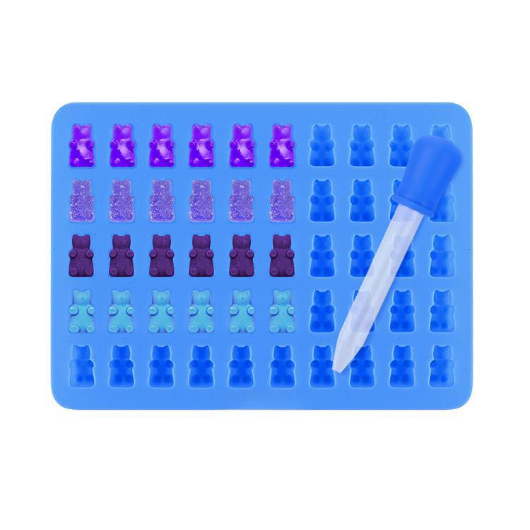 50-Piece Food Grade Silicone Gummy Bear Chocolate Molds - Cute Cartoon Design for DIY Baking