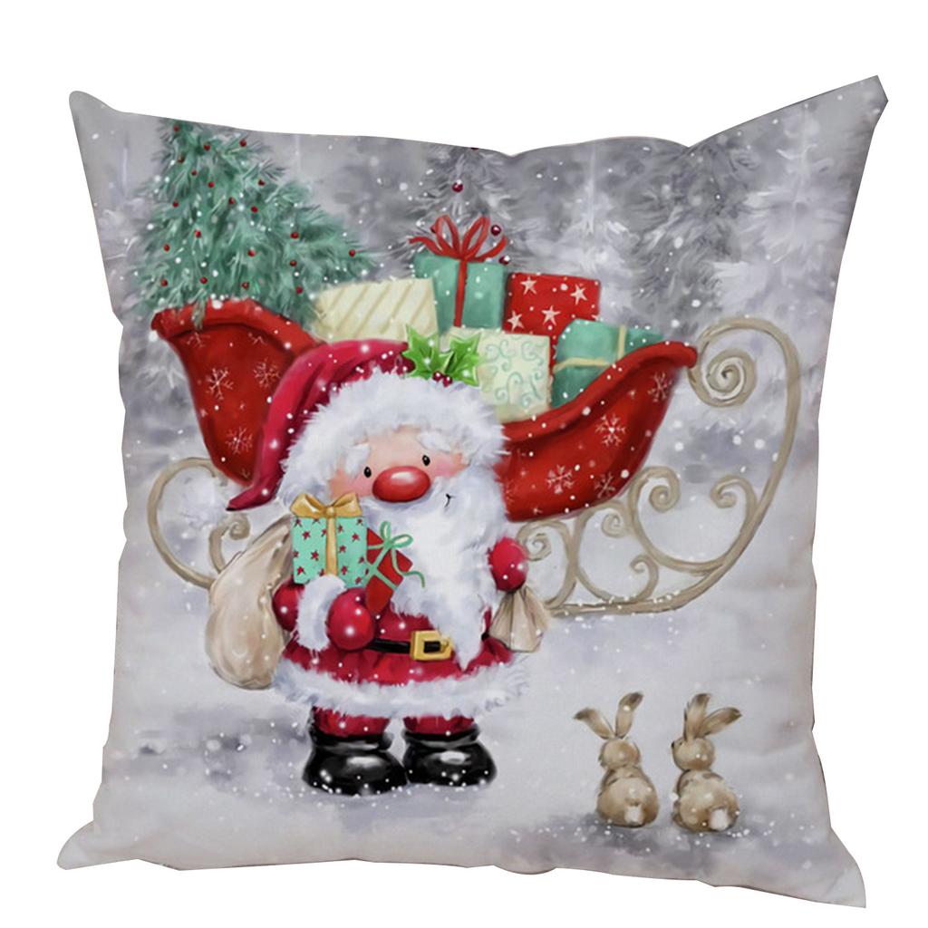 Kissenbezug Weihnachtsmann Kissenbezug Dekoration Niedlicher Cartoon Schneemann Kissenbezug Zuhause Sofa Lendenwirbelstütze Stickerei