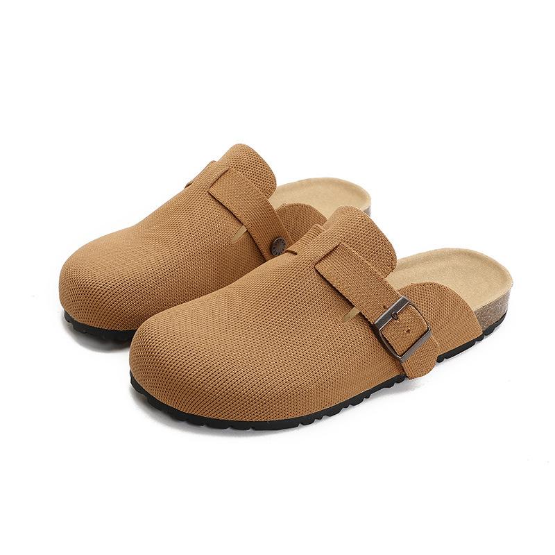 Létající pletení poloviční přetahování pletení s plochým dnem pohodlné pletení ležérní jednonášlapná taška hlava dámské pantofle