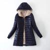 Autumn and Winter New Thickened and Velvet Hooded Medium and Long Slim-fit Warm Lamb Wool Cotton-padded Coat Women's Coat