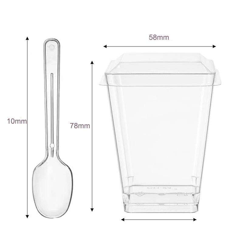 5oz Transparent Disposable Mousse Cup with Lid & Spoon, 160ml Dessert Cup