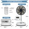 Portable Oscillating Standing Fan with Remote Controller Foldable Desk Fan Rechargeable Battery Powered Pedestal Fan for Camping