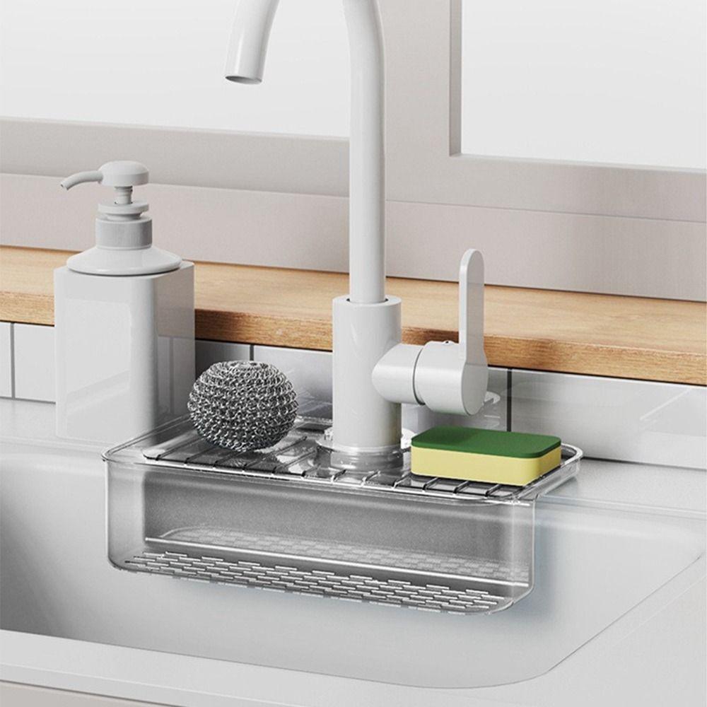 Plastic Faucet Wipes Shelf Non-Slip Sink Drainer Rack Sink Sponge Rag Drainer Rack  for Kitchen