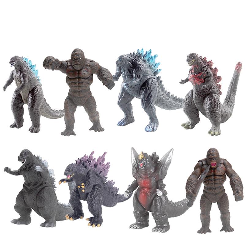 8pcs Godzilla Vs Kong Model Anime Figurine Mechagodzilla Dinosaur Action Figure Collectible Model Doll Toys Kids Birthday Gifts