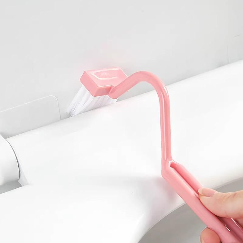 

S-образная пластиковая туалетная щетка с длинной ручкой для гигиеничной уборки ванной комнаты розовый