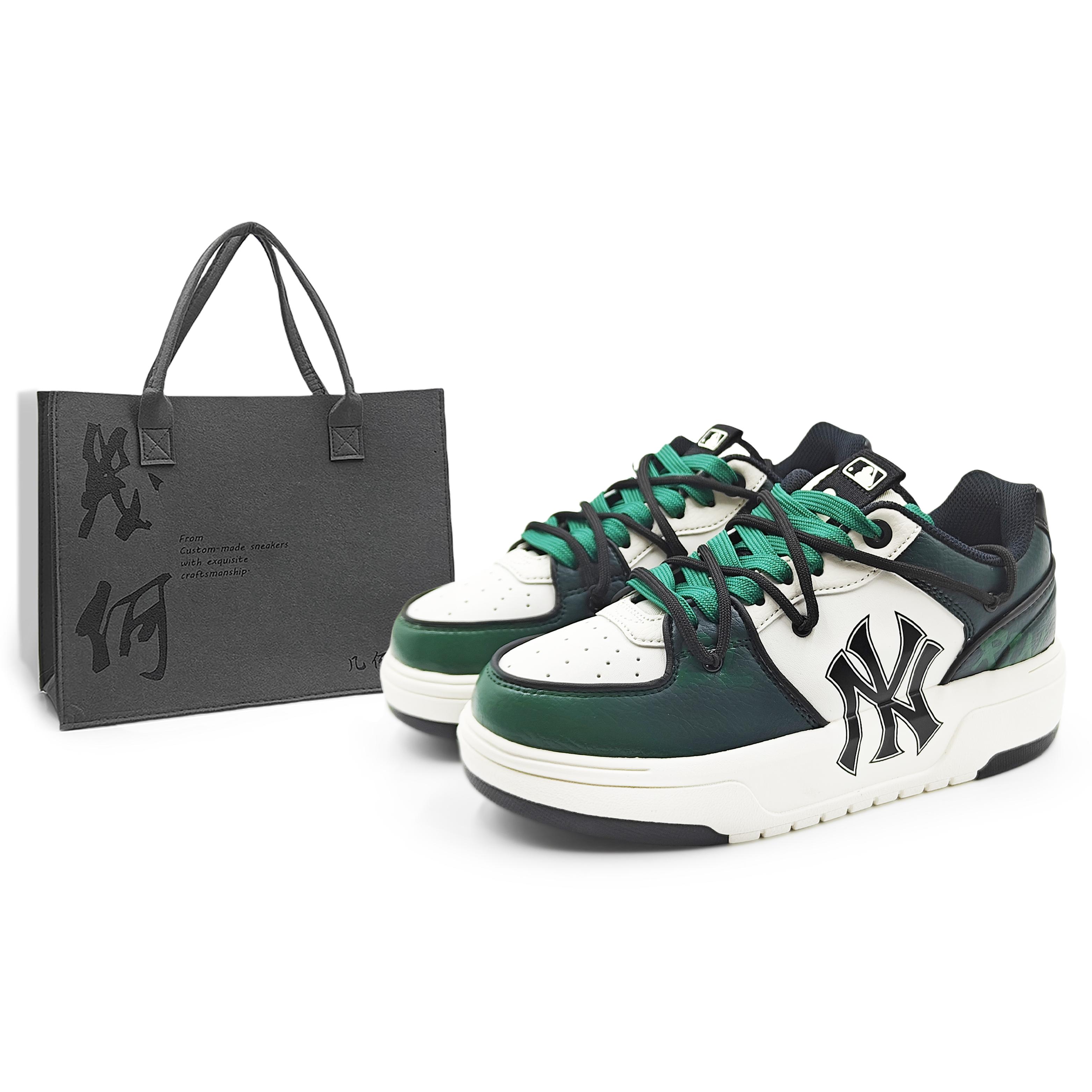 

MLB Chunky Liner Abrasion Resistant Low top Skateboard Shoes Unisex White Green 3ASXCA12N-50WHS(Team1284-2S) 44
