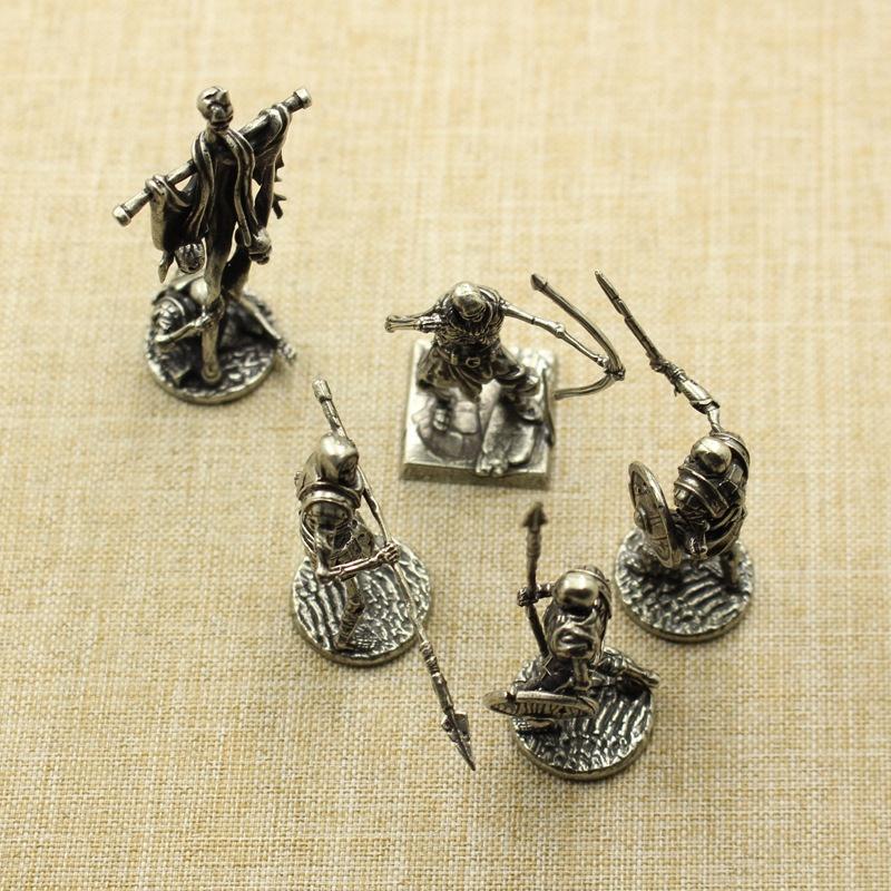 Copper Skeleton Legion Figurines Miniature Decoration Retro Metal Skull Soldier Army Statue Desk Toy Ornament
