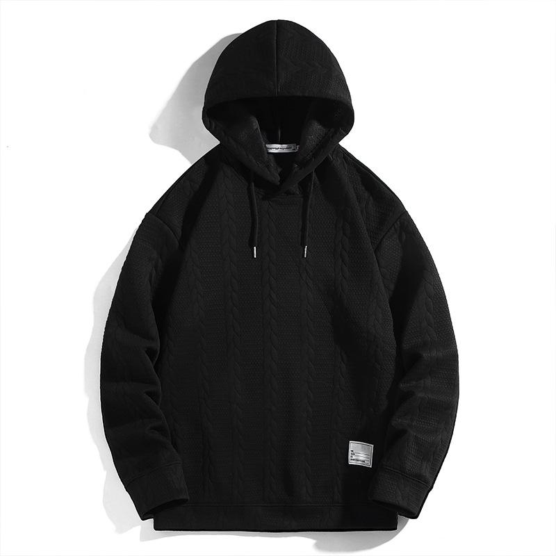 

Мужская толстовка с капюшоном больших размеров, осенний плетеный жаккардовый пуловер с длинными рукавами, куртка с капюшоном 4XL-10XL 4XL чёрный