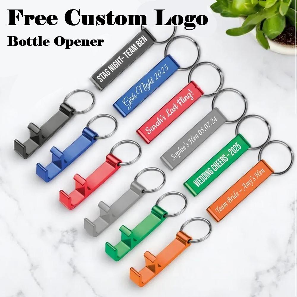 10PCS Free Personalised Aluminum Bottle Opener Keychain Engraved Custom Metal Bottle Opener For Birthday Wedding Party Gift